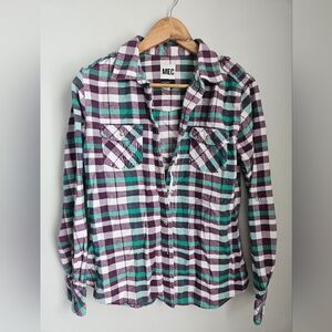 MEC 100% Organic Cotton Plaid Flannel Shirt Large